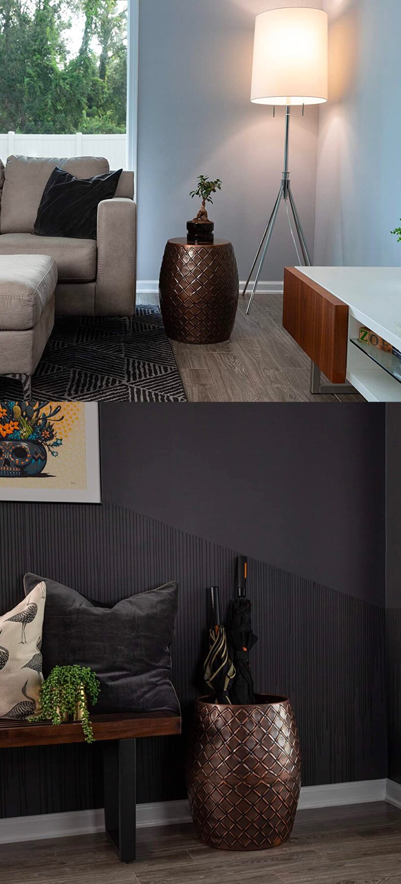 Copper outdoor side table