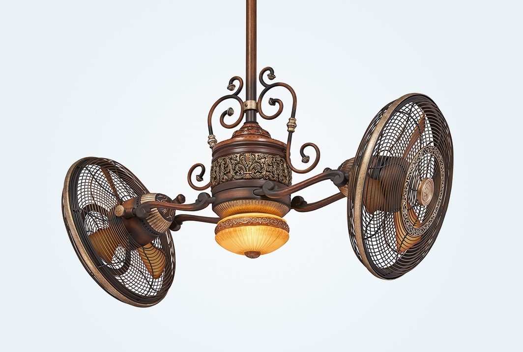 Antique-style double ceiling fan
