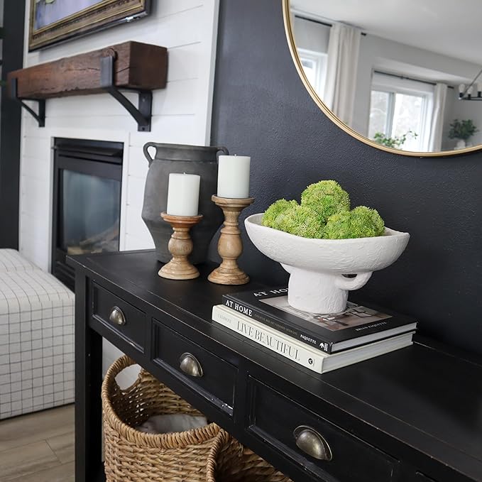 decorative ceramic bowl with moss balls