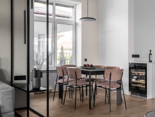 dining table nook in white interior