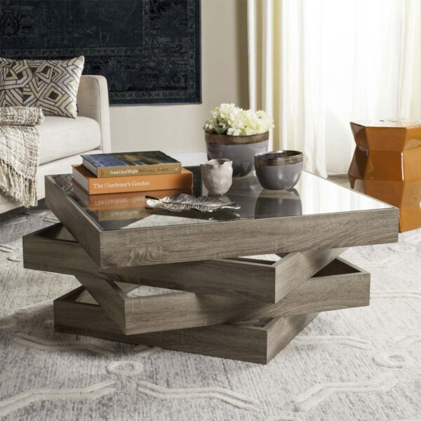 geometric wood coffee table
