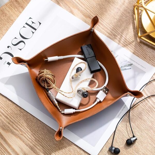 leather jewellery valet tray