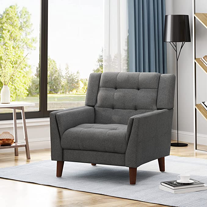Tufted grey armchair