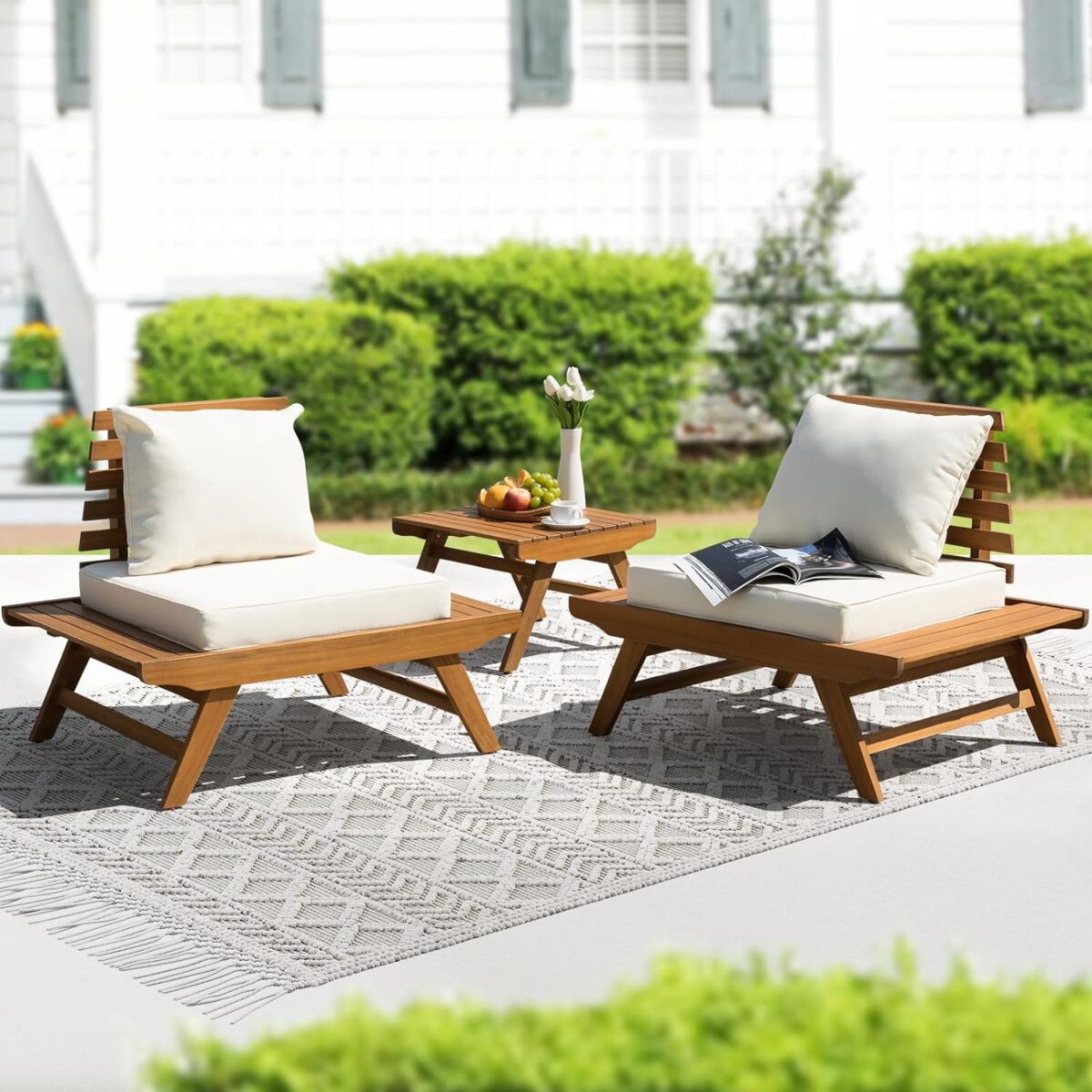 mid century style chairs on patio outdoors