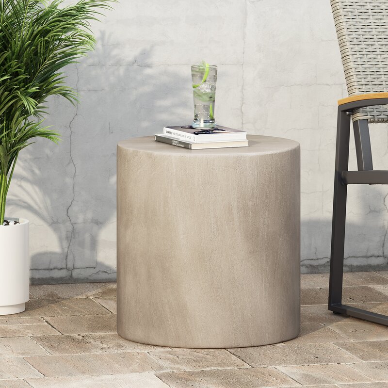 Concrete drum shaped side table