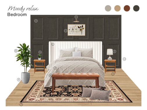 Moody Relax Bedroom: Board with Shopping List