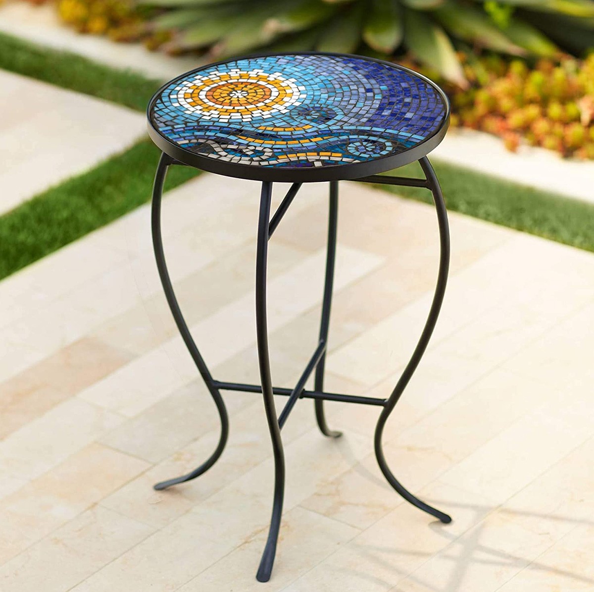 Mosaic top outdoor patio table