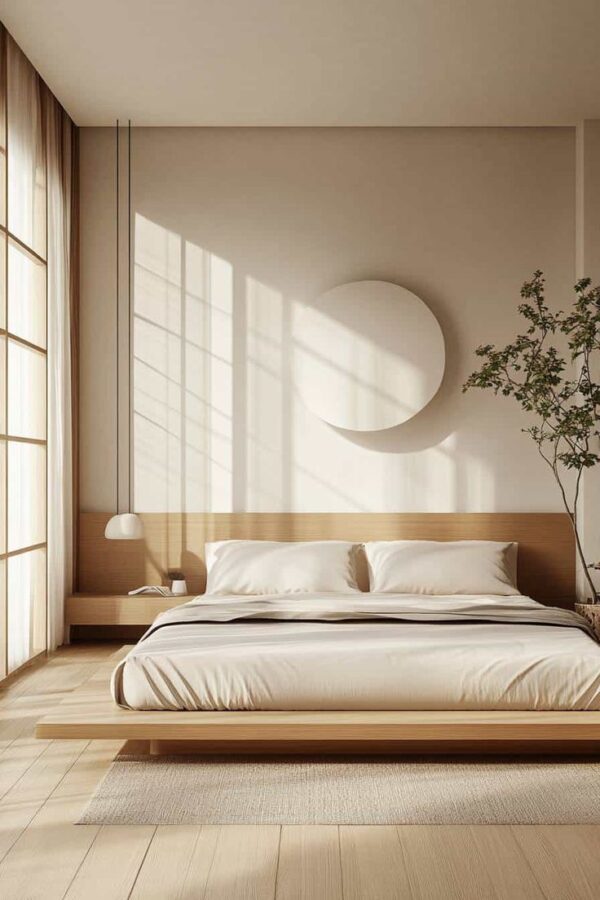 natural light in japandi bedroom