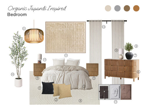 Organic Japandi-Inspired Bedroom: Board with Shopping List