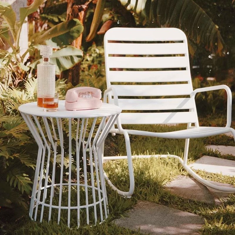 White outdoor side table