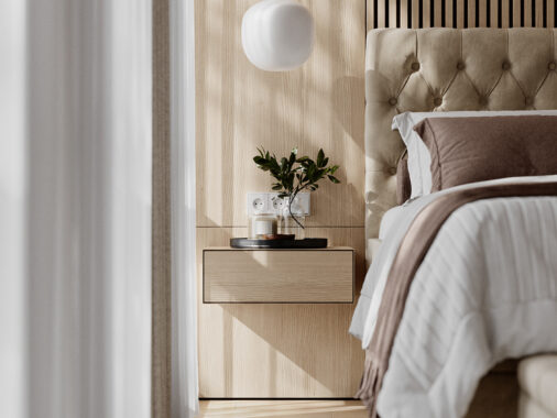 sleek wall mounted wooden nightstand