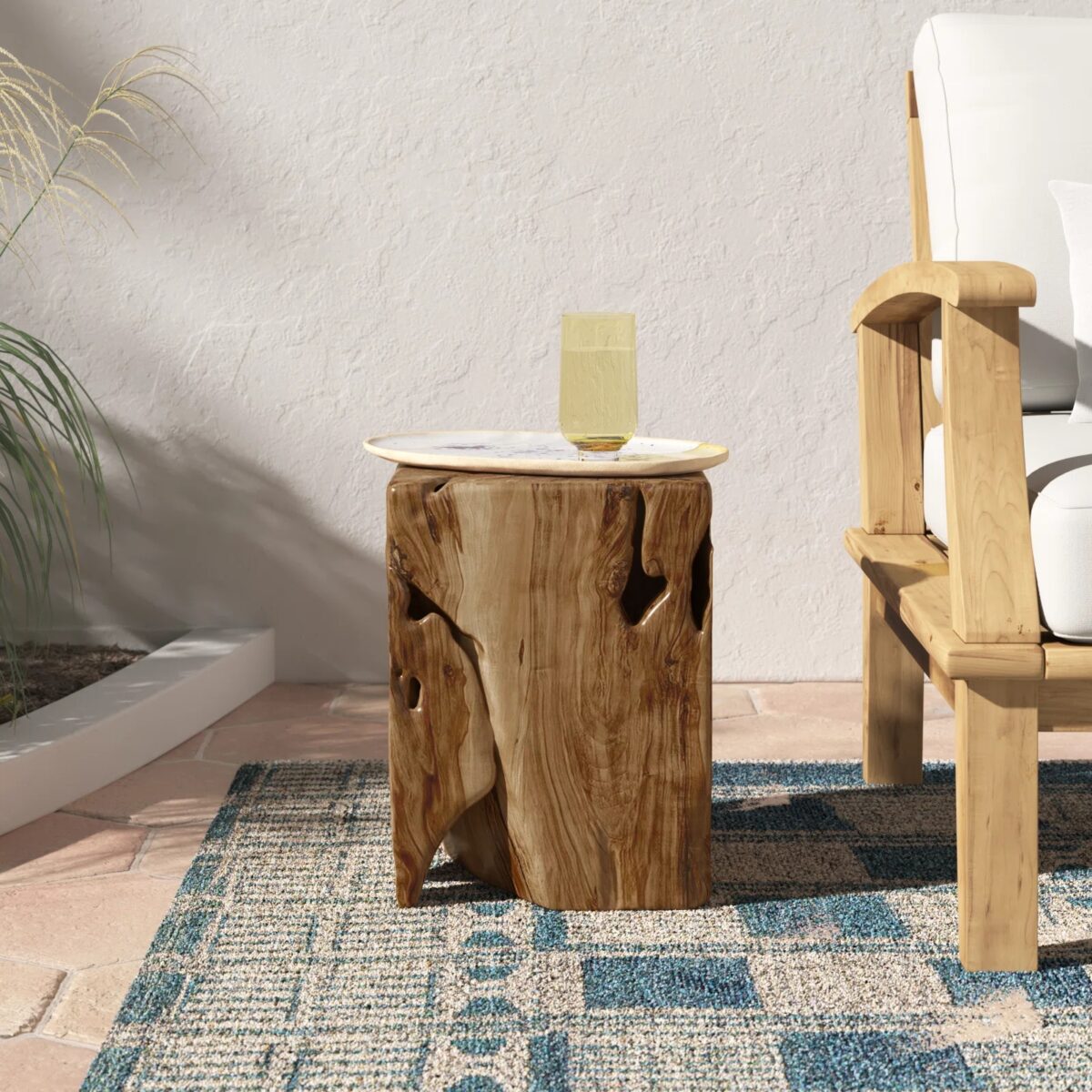 Live-edge teak outdoor table