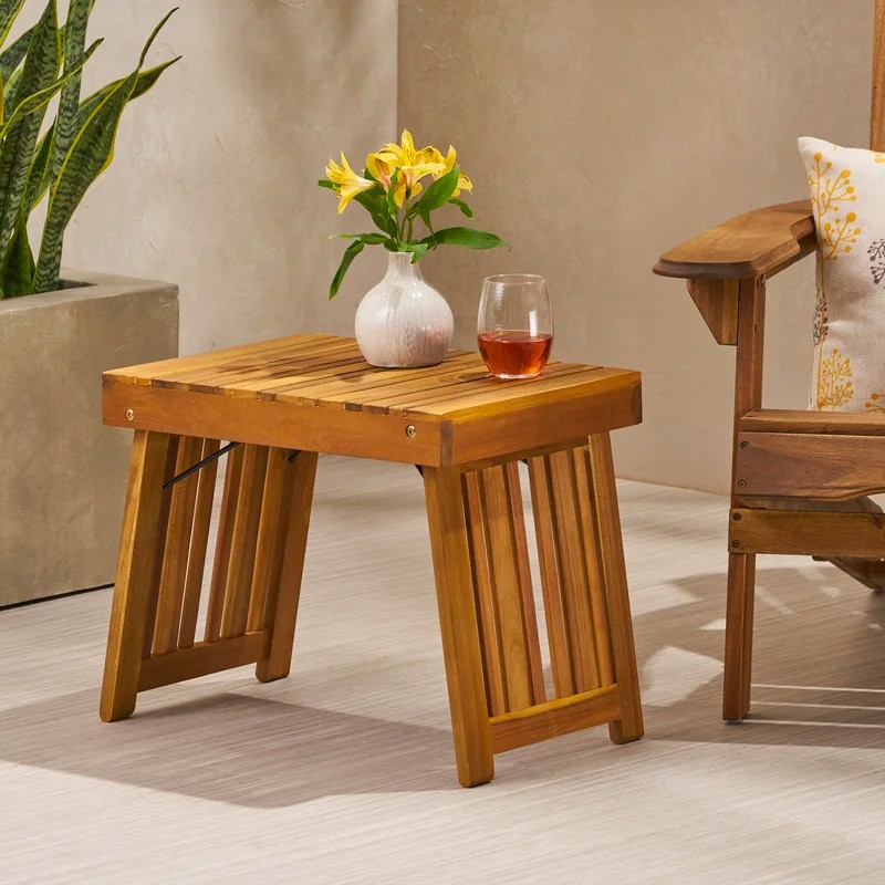 Solid wood outdoor side table