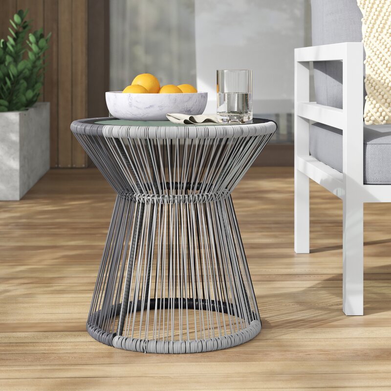 Cord-wrapped outdoor side table